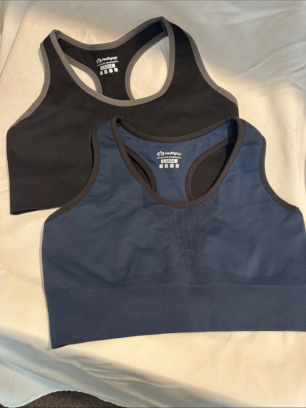 Seamless Racerback Sports Bra - Black & Navy